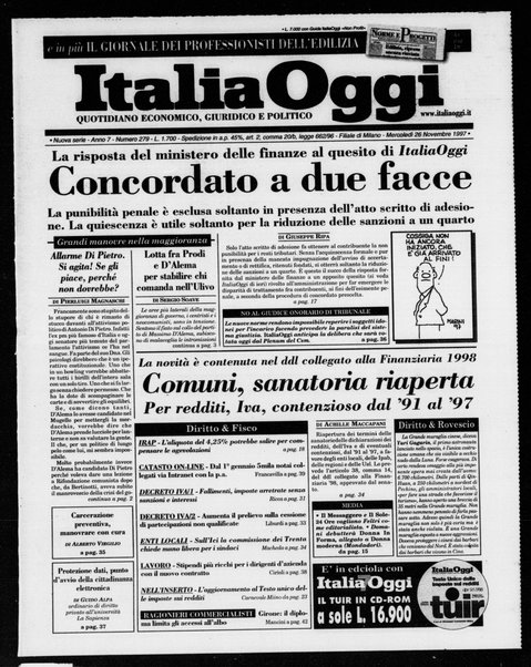 Italia oggi : quotidiano di economia finanza e politica